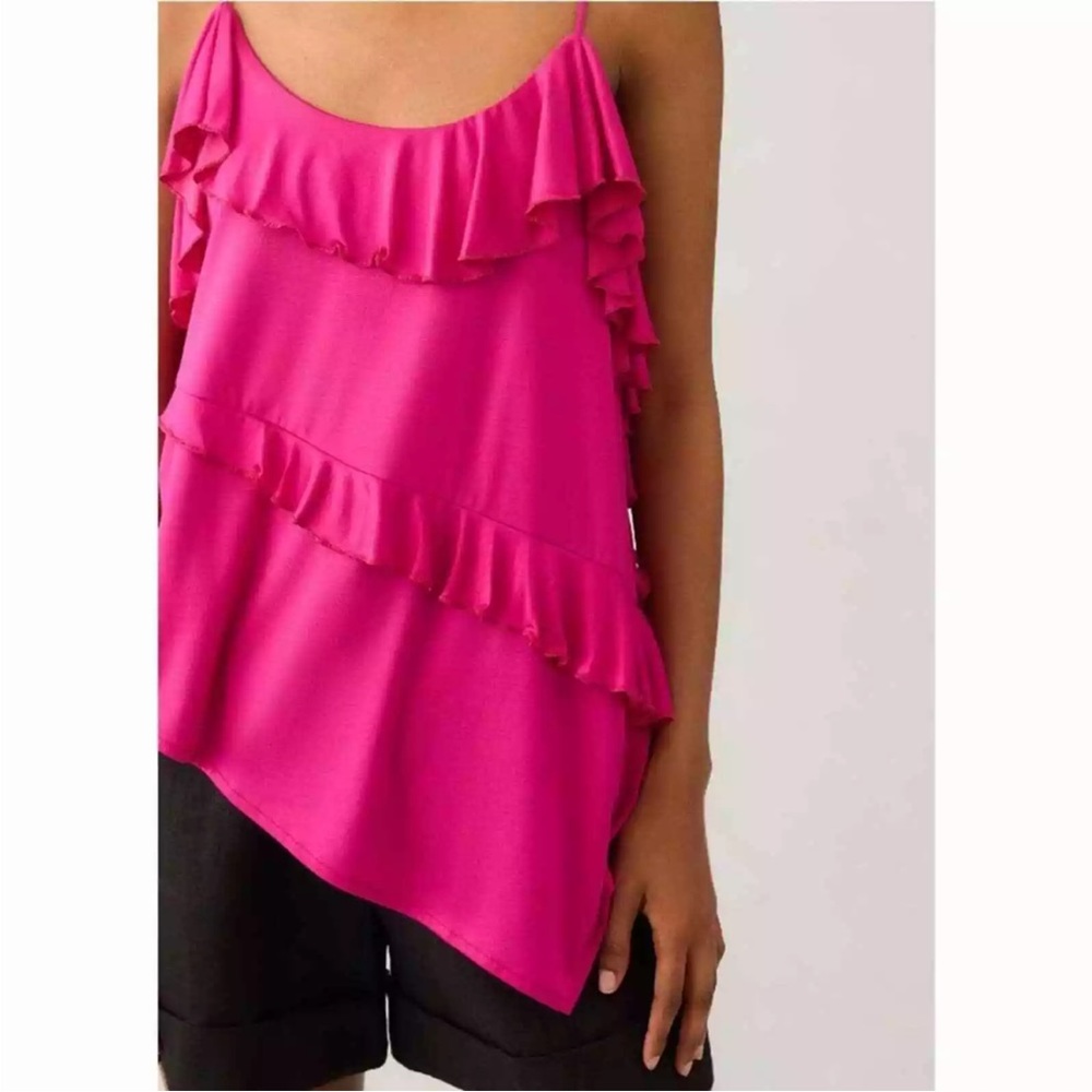 Anthropologie Asymmetrical Ruffle Cami